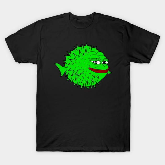 Pufferfish Pepe Blowfish T-Shirt by Lean Mean Meme Machine